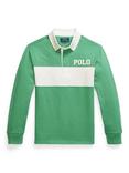 Ralph Lauren Kids' Cotton Long Sleeved Rugby Shirt, Raft Green