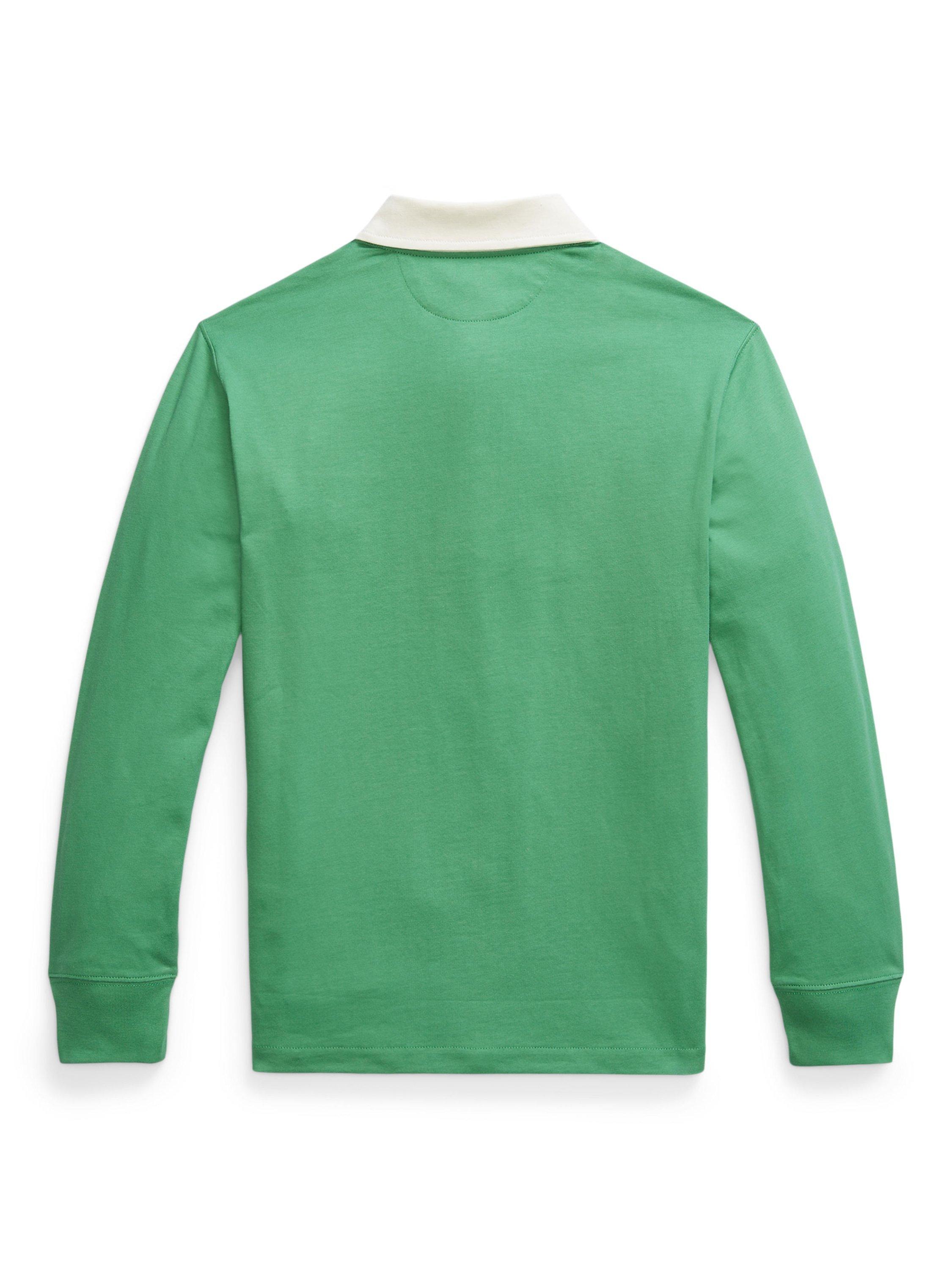 Product image 2 of 2, which shows Ralph Lauren Kids' Cotton Long Sleeved Rugby Shirt, Raft Green, 2 years