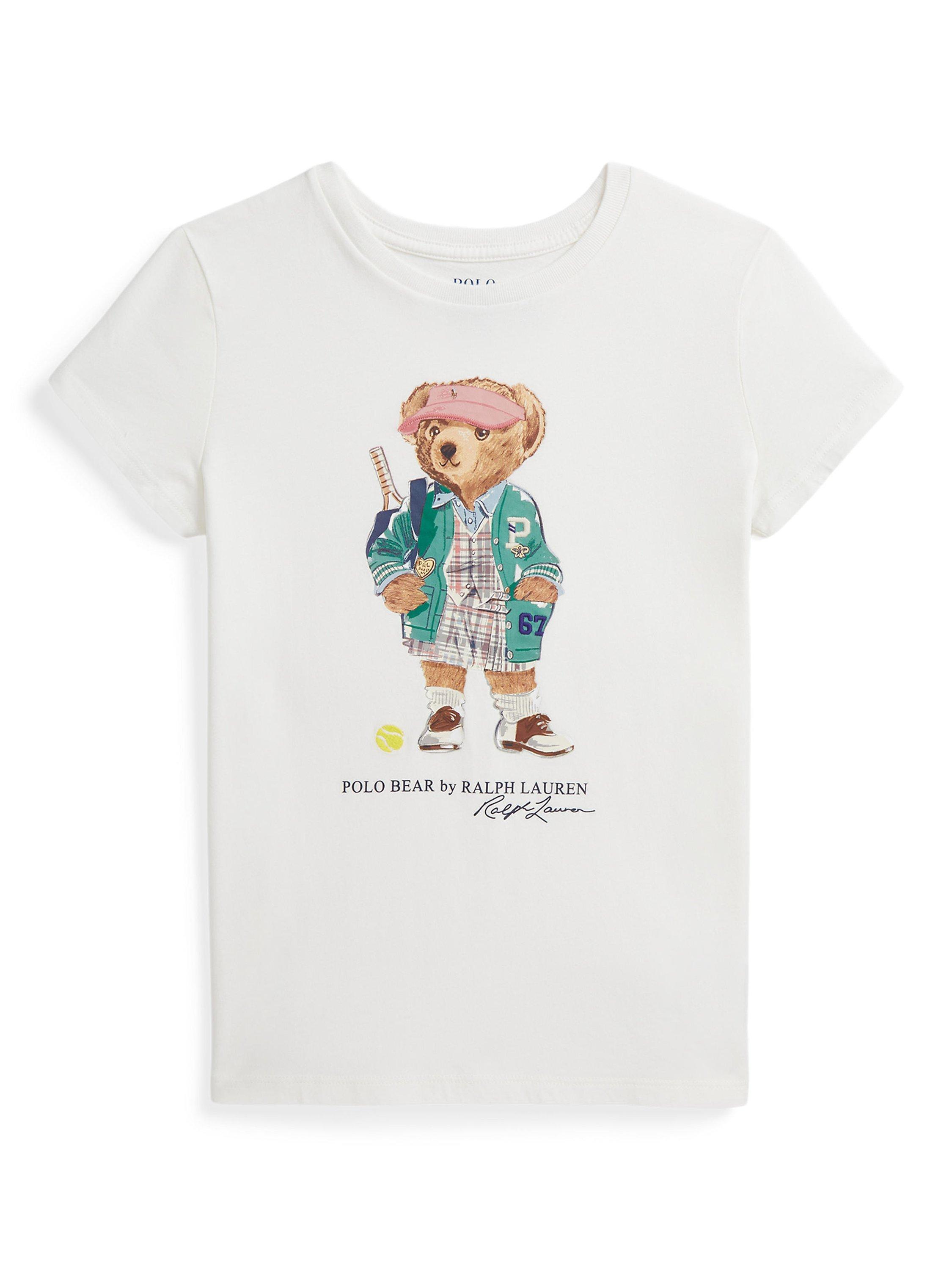 Product image 1 of 2, which shows Polo Ralph Lauren Kids' Cotton Tennis Polo Bear T-Shirt, Nevis, 2 years