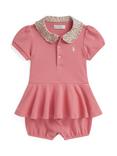 Ralph Lauren Baby Cotton Short Sleeved Peplum Bodysuit, Faded Peony