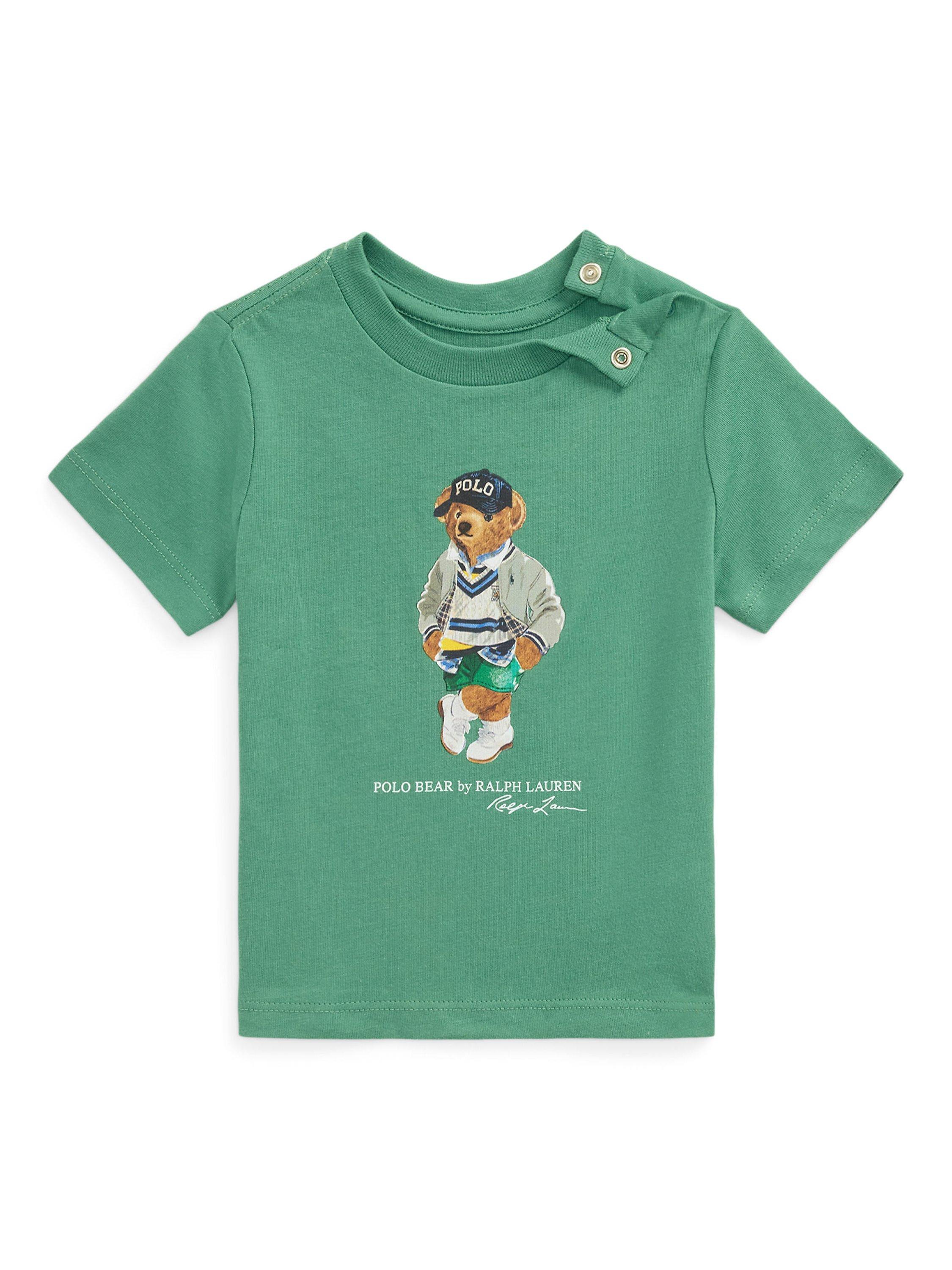 Product image 1 of 2, which shows Polo Ralph Lauren Baby Cotton Polo Bear T-Shirt, Fairway Green, 3 months