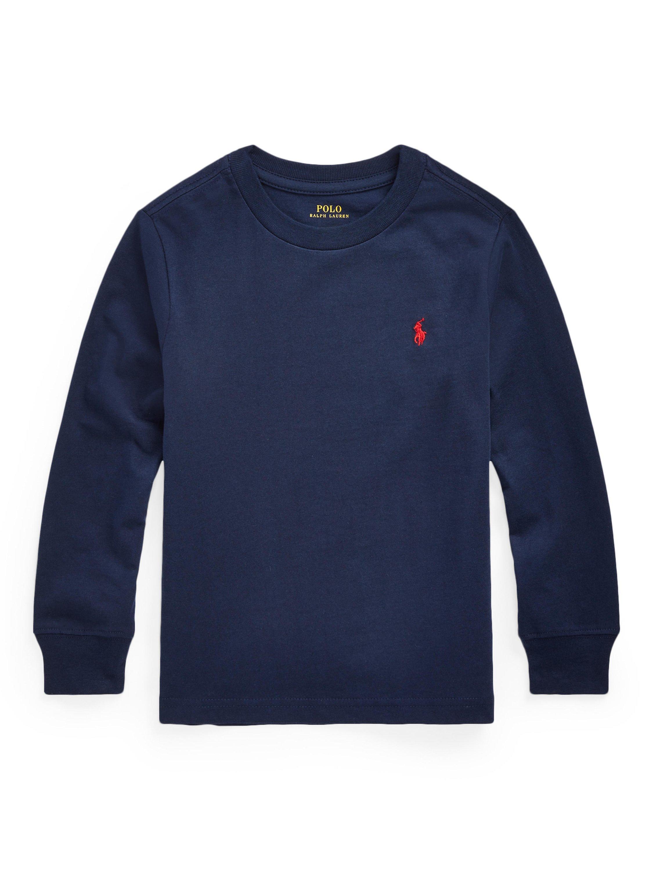 Product image 1 of 4, which shows Polo Ralph Lauren Kids' Cotton Long Sleeved T-Shirt, Cruise Navy, 2 years