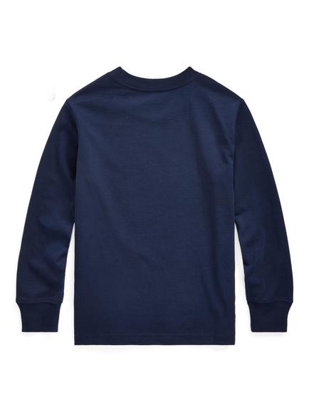 Polo Ralph Lauren Kids' Cotton Long Sleeved T-Shirt, Cruise Navy - view 2, Cruise Navy