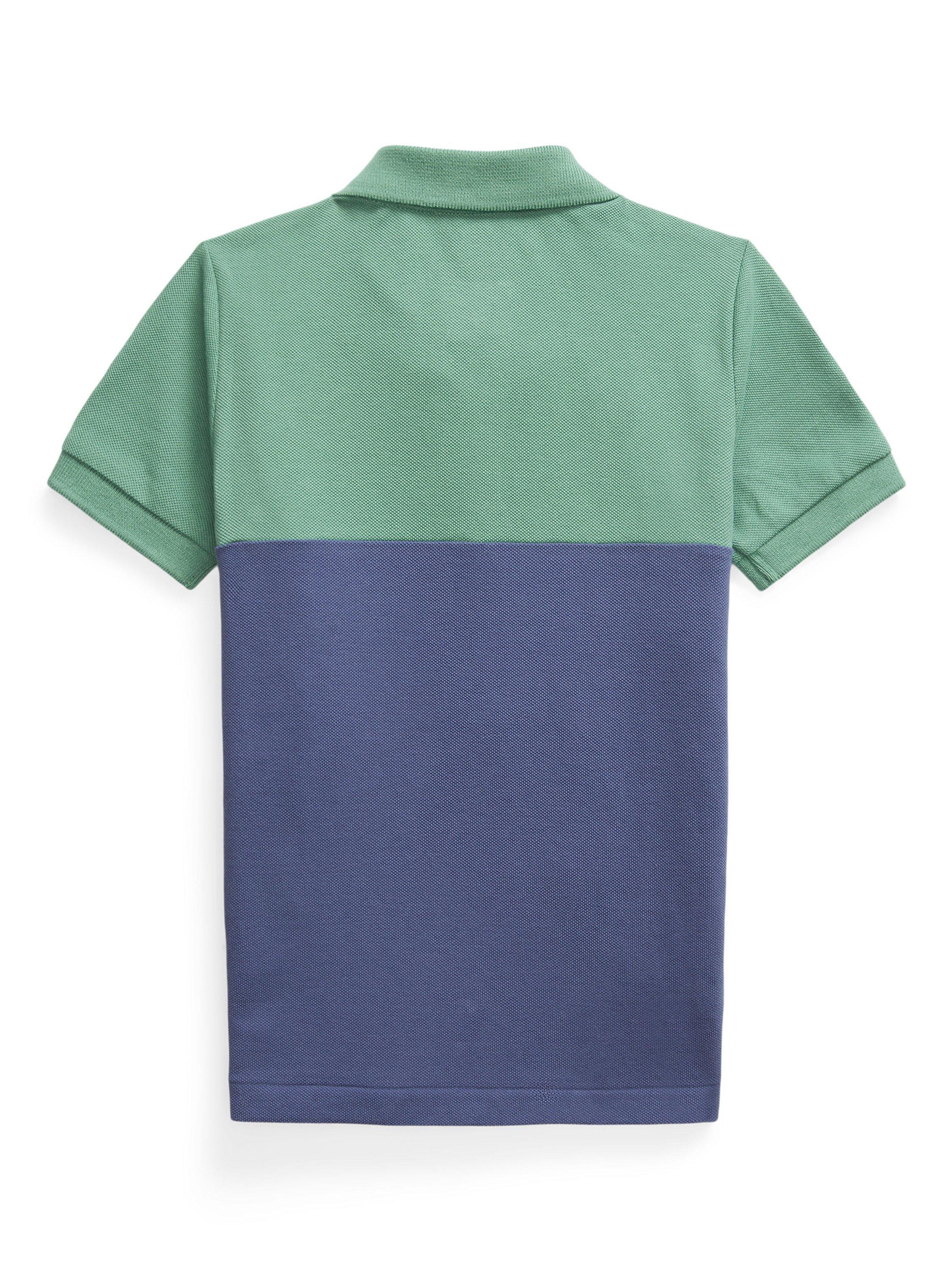 Product image 2 of 2, which shows Ralph Lauren Kids' Cotton Long Sleeved Colour Block Polo Shirt, Fairway Green, 2 years