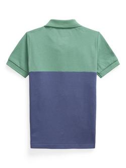 Polo Ralph Lauren Kids' Cotton Long Sleeved Colour Block Polo Shirt, Fairway Green - view 2, Fairway Green
