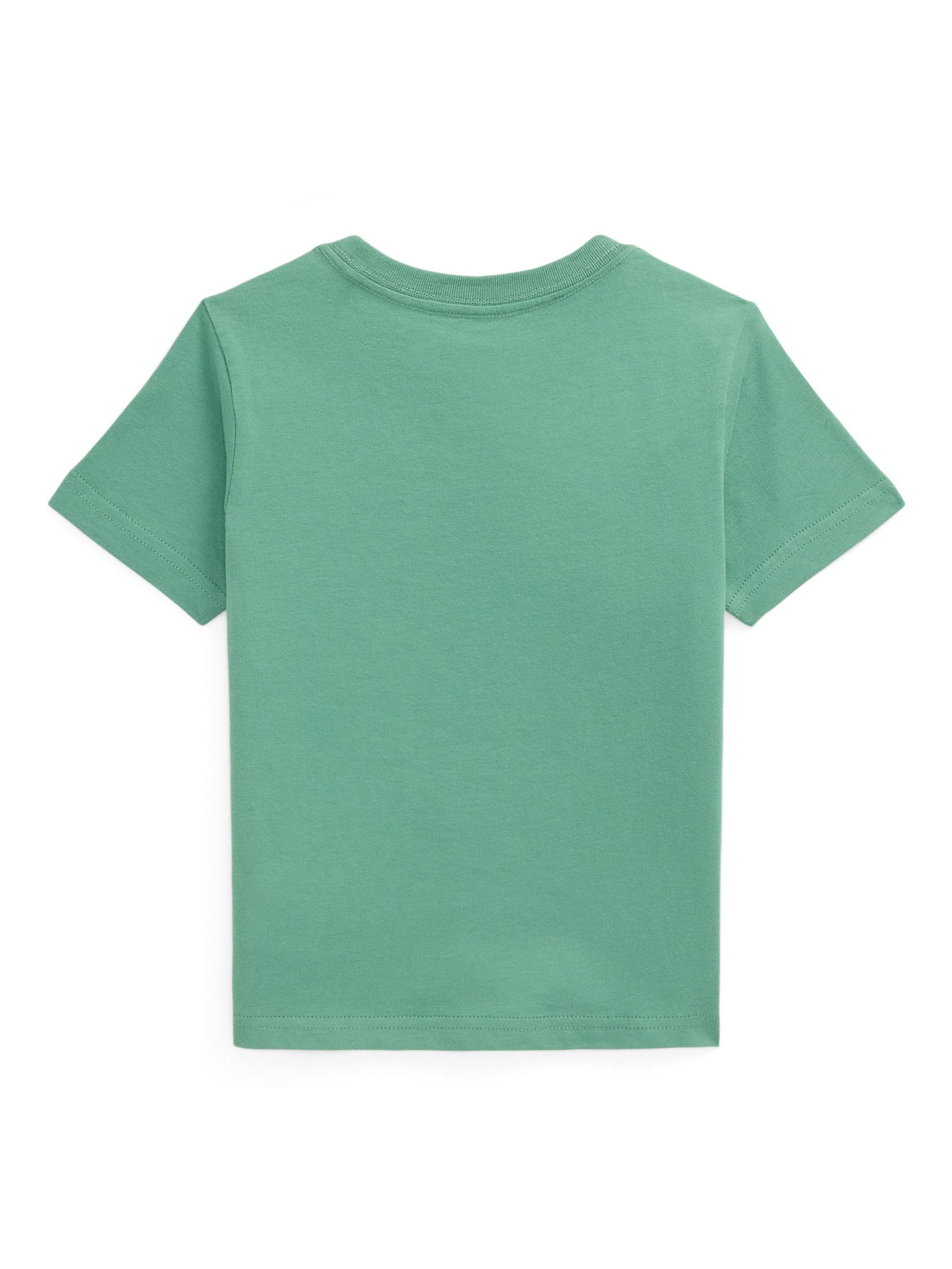 Product image 2 of 2, which shows Polo Ralph Lauren Kids' Cotton Round Neck Polo Bear T-Shirt, Fairway Green, 2 years