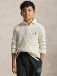Polo Ralph Lauren Kids' Cotton Cable Knit Jumper, Nevis
