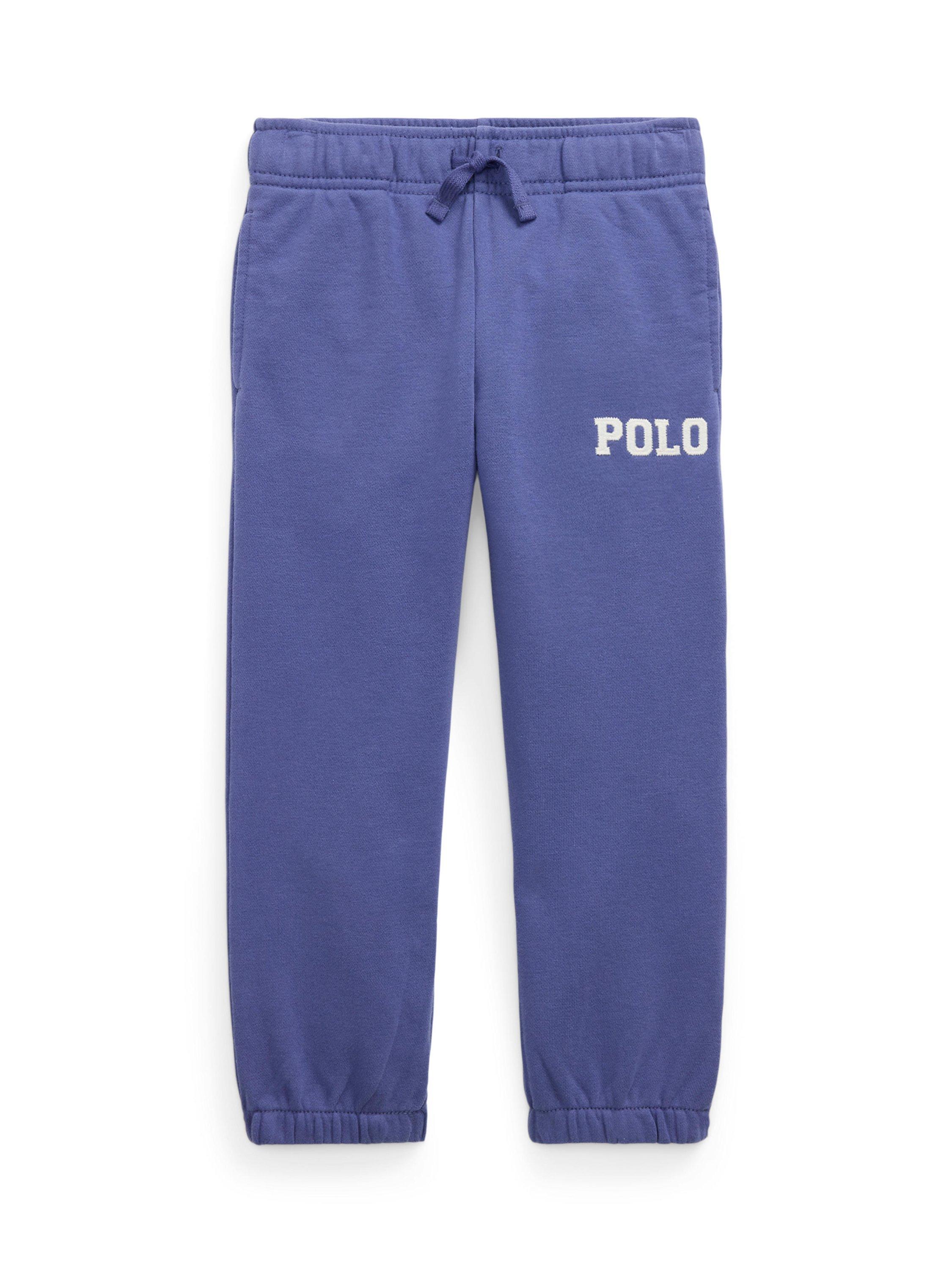 Product image 1 of 2, which shows Ralph Lauren Kids' Athlete Cotton Drawstring Joggers, Classic Blue, 2 years