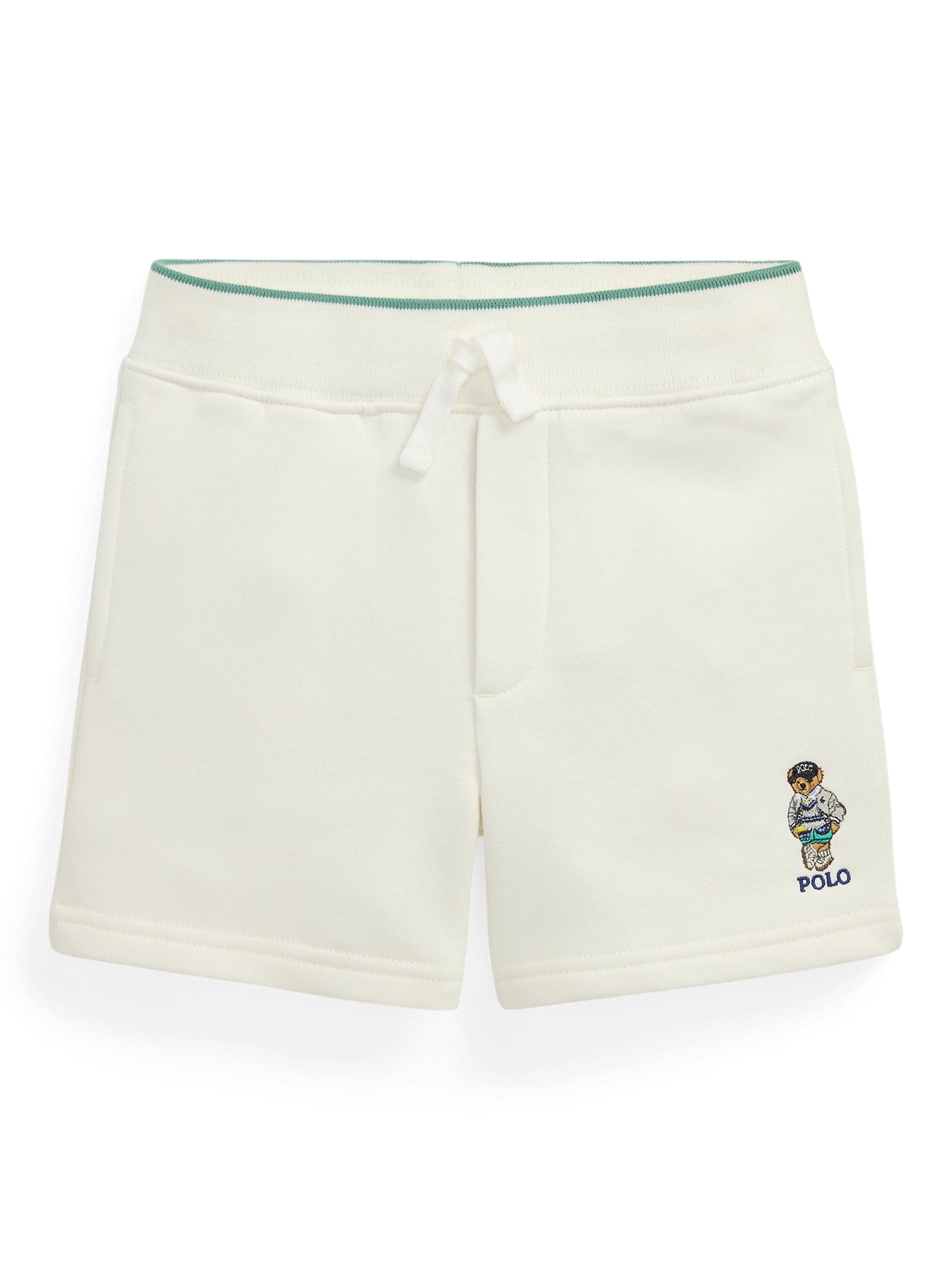 Product image 1 of 2, which shows Polo Ralph Lauren Kids' Prepster Cotton Blend Drawstring Shorts, Nevis Bear, 2 years