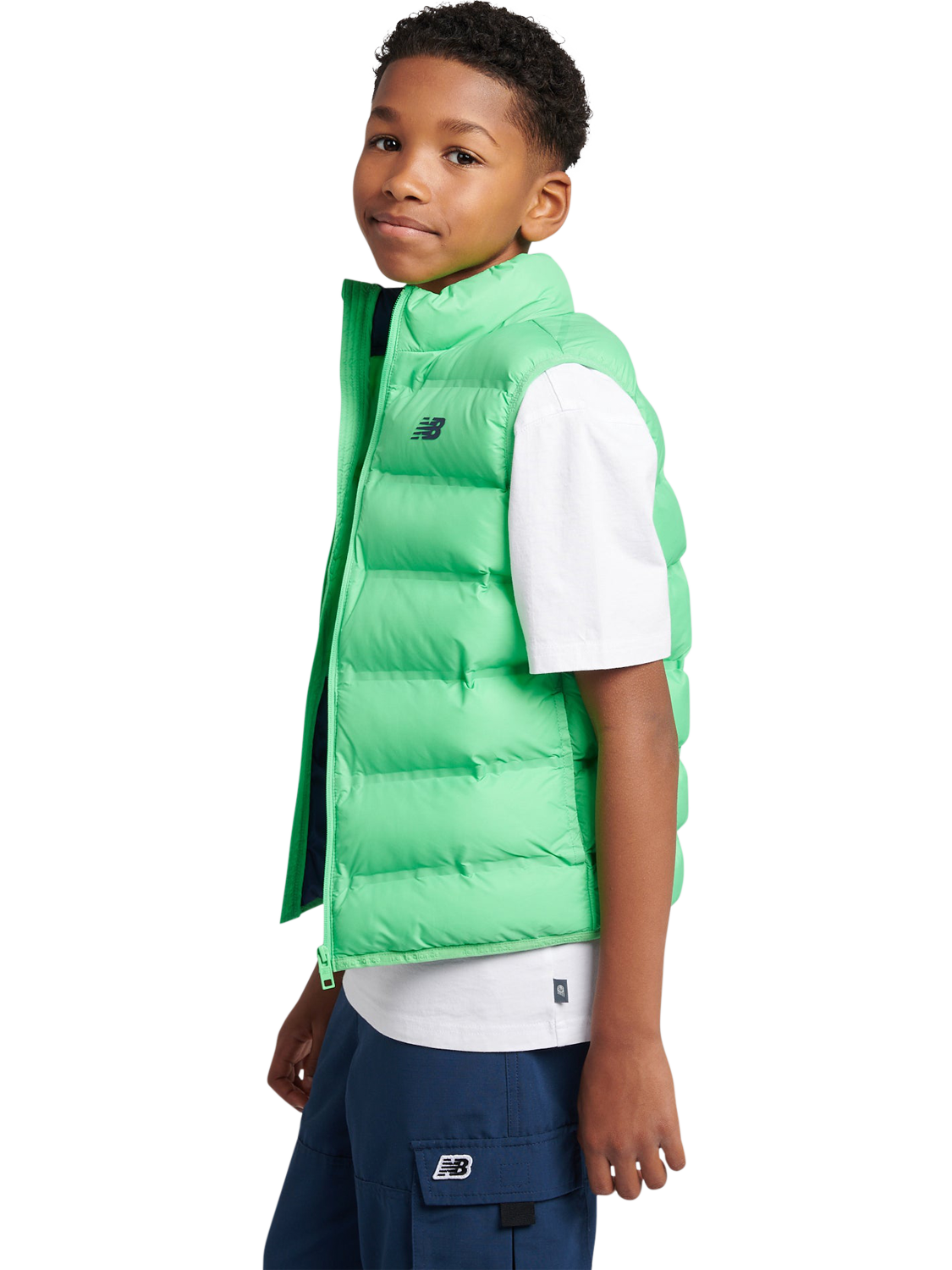 Product image 2 of 8, which shows New Balance Kids' Quilted Gilet , Green Apple, 7-8 years