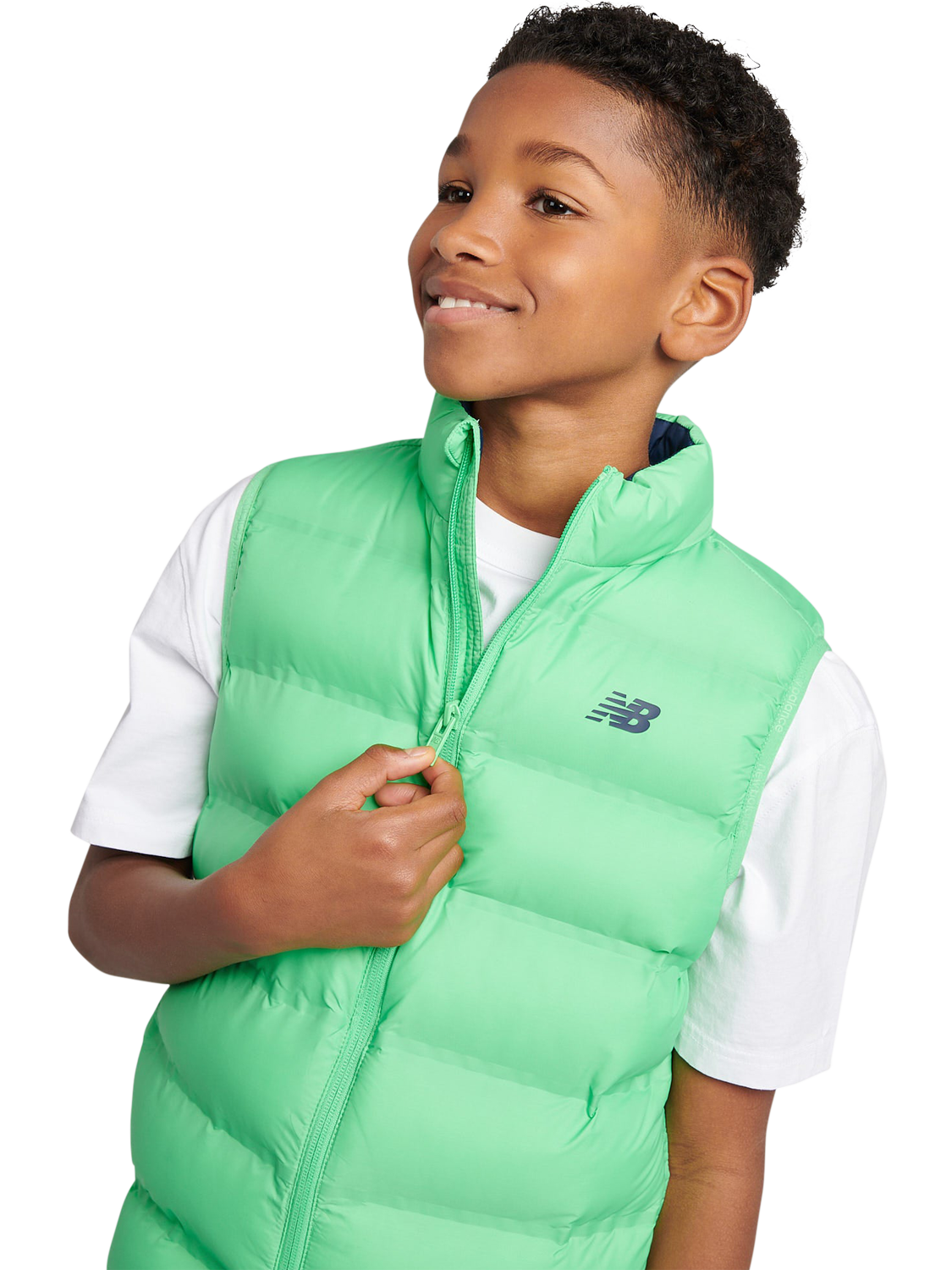 Product image 4 of 8, which shows New Balance Kids' Quilted Gilet , Green Apple, 7-8 years
