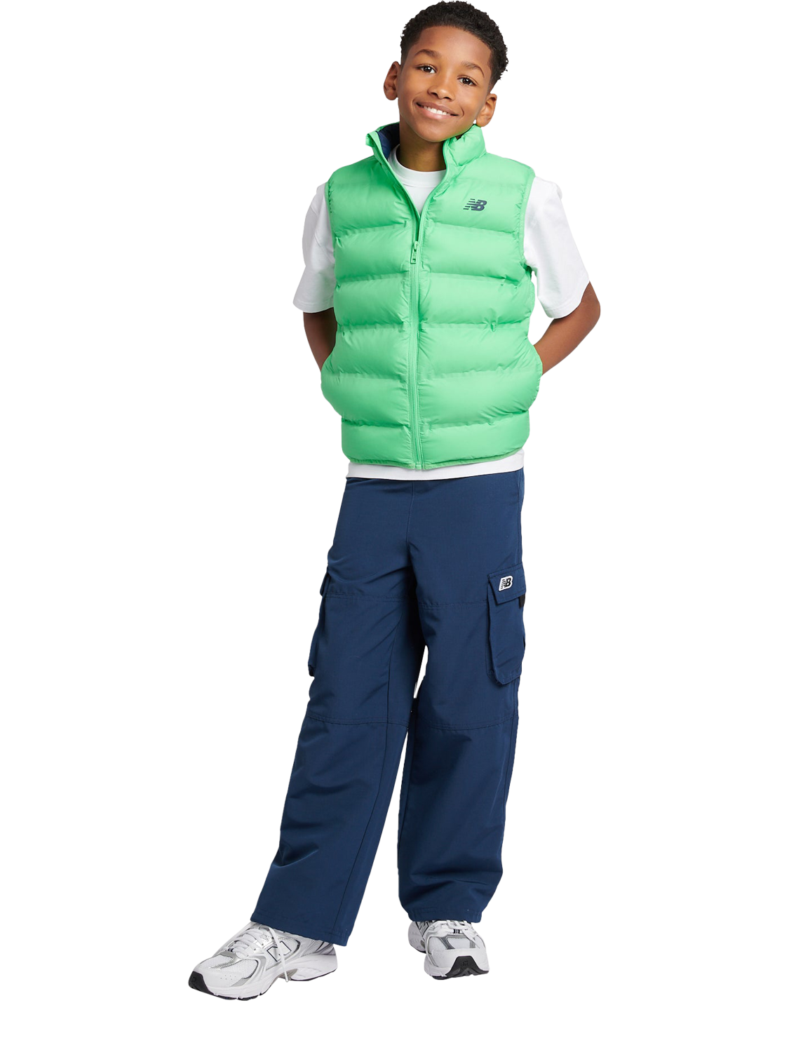 Product image 5 of 8, which shows New Balance Kids' Quilted Gilet , Green Apple, 7-8 years