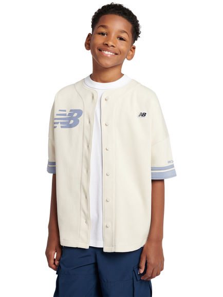 New Balance Kid's Cotton Blend Baseball Shirt, Linen, Linen