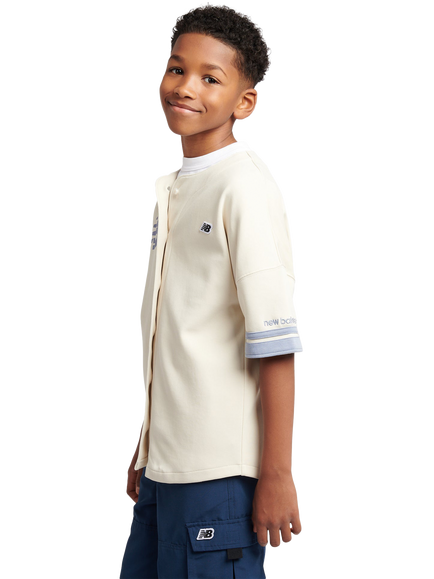 New Balance Kid's Cotton Blend Baseball Shirt, Linen - view 2, Linen