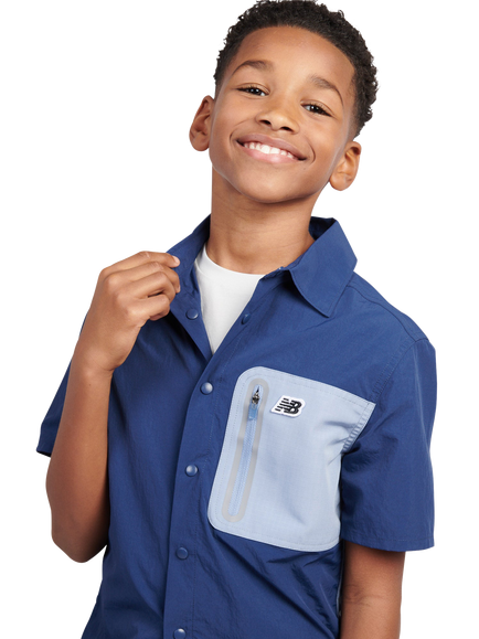 New Balance Kids' Premium Colour Block Logo Shirt, Navy, Navy