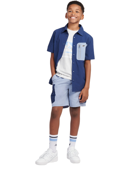 New Balance Kids' Premium Colour Block Logo Shirt, Navy - view 2, Navy