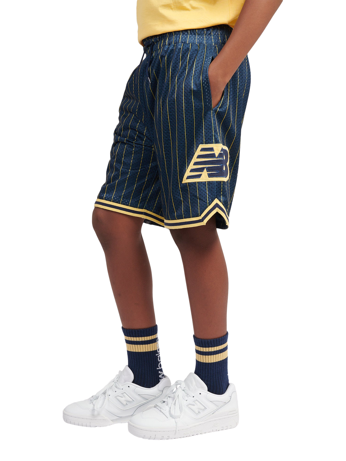 Product image 2 of 10, which shows New Balance Kids' Hoops Shorts, Navy, 7-8 years