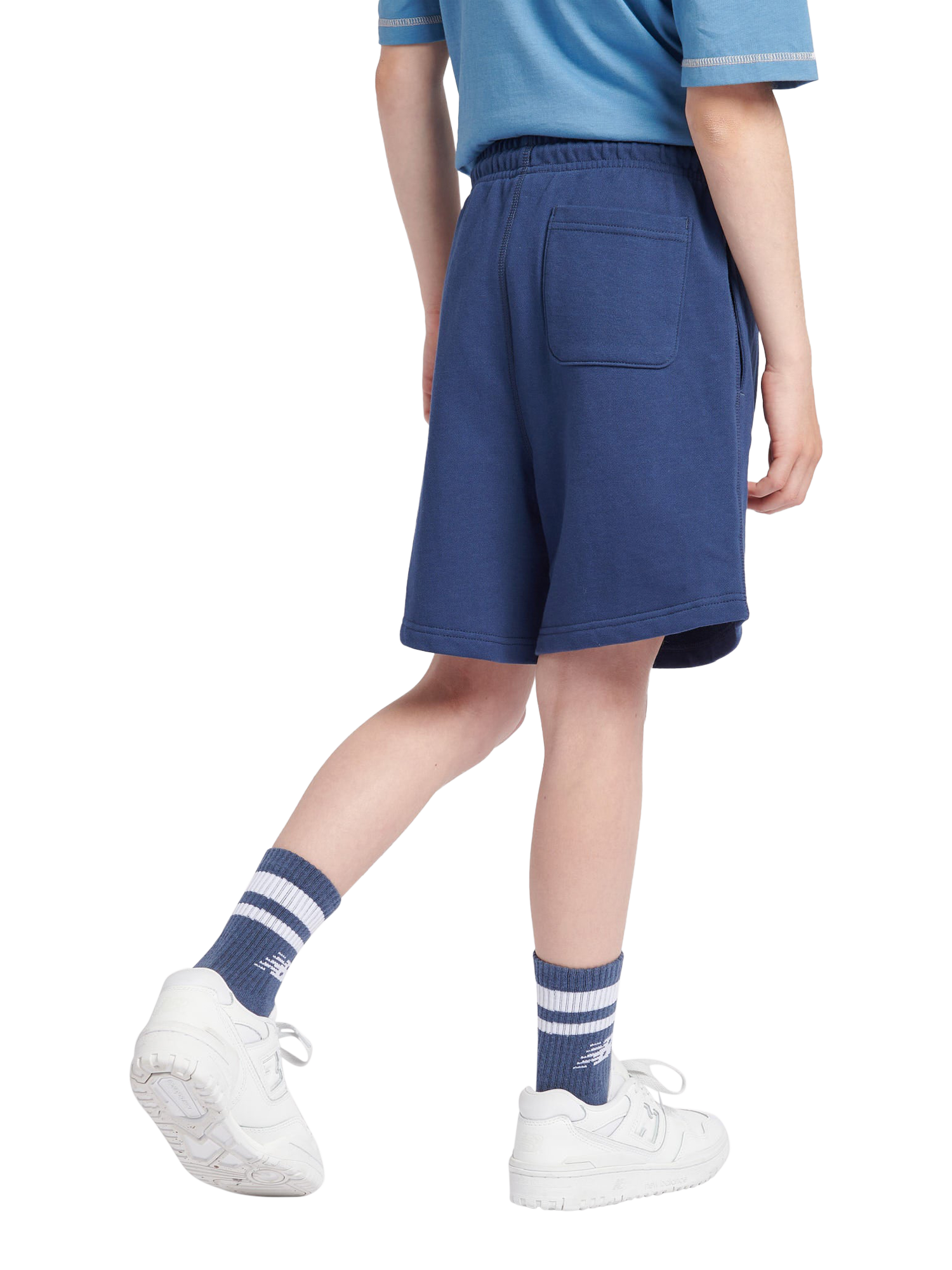Product image 3 of 9, which shows New Balance Kids' Logo Shorts, Navy, 7-8 years