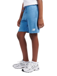 New Balance Kids' Cotton Drawstring Shorts, Blue Laguna