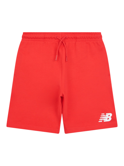 New Balance Kids' Cotton Stacked Logo Shorts, True Red, True Red