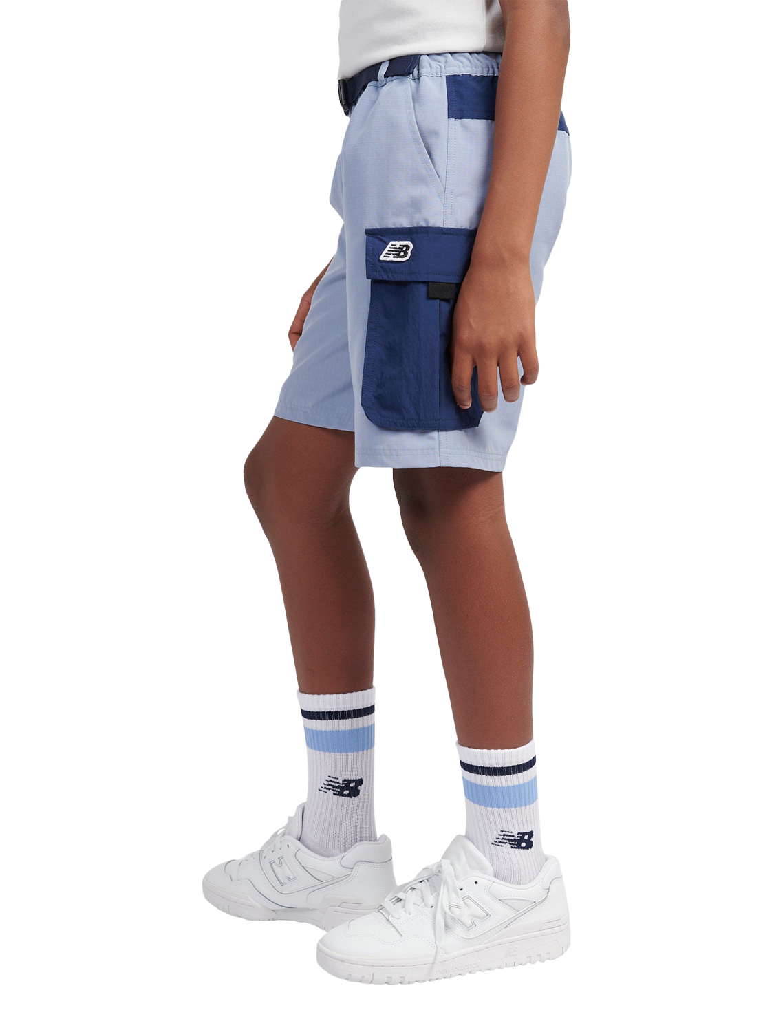 Product image 2 of 8, which shows New Balance Kids' Premium Zip Pocket Shorts, Dusk Shower, 7-8 years