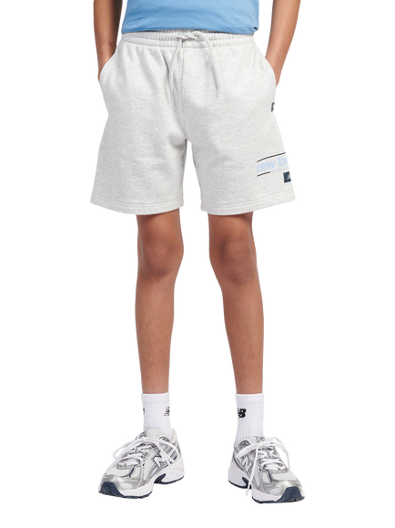 New Balance Kids' Cotton Shoe Graphic Shorts, Ash Heather, Ash Heather