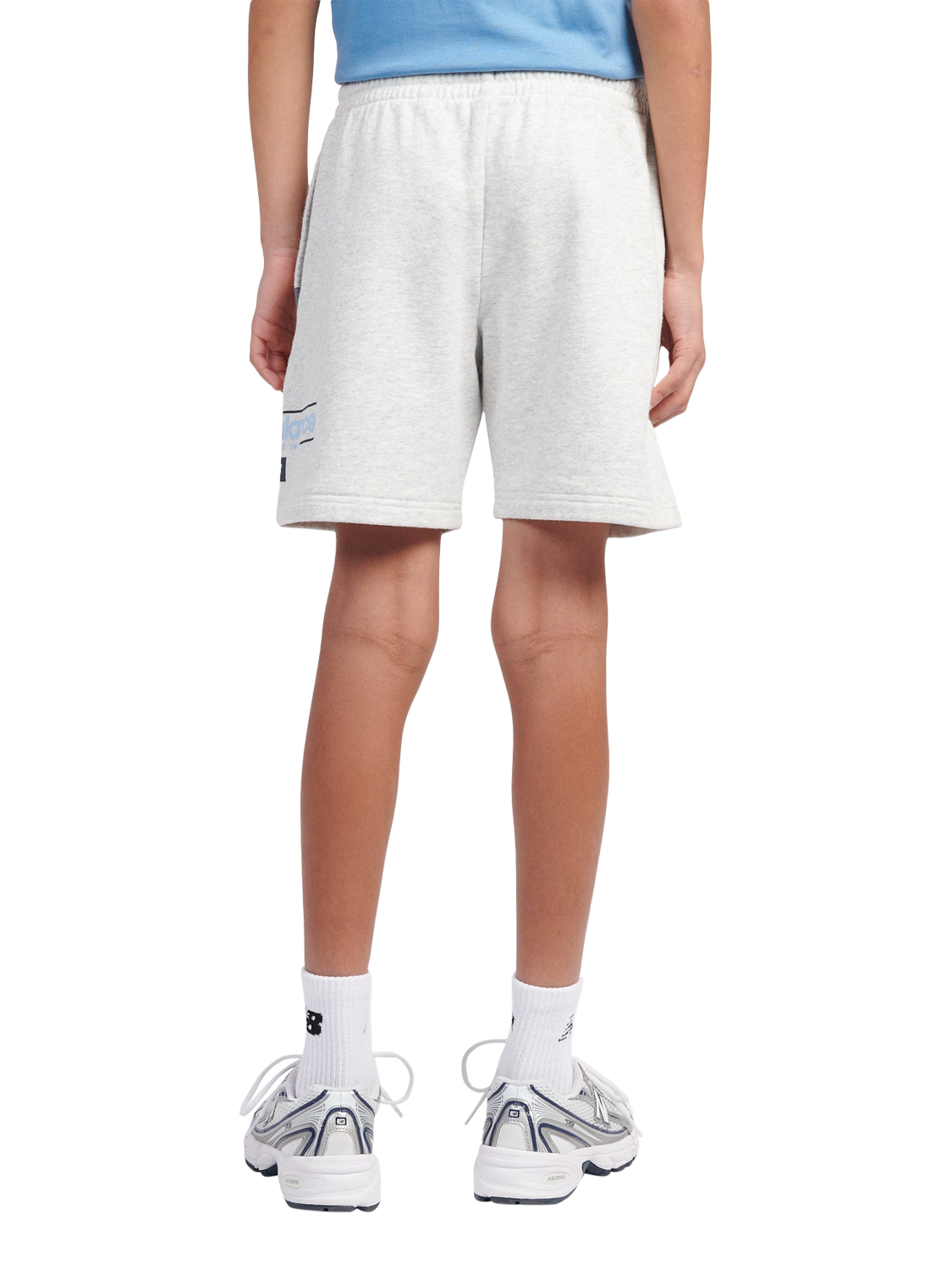 Product image 3 of 9, which shows New Balance Kids' Cotton Shoe Graphic Shorts, Ash Heather, 7-8 years