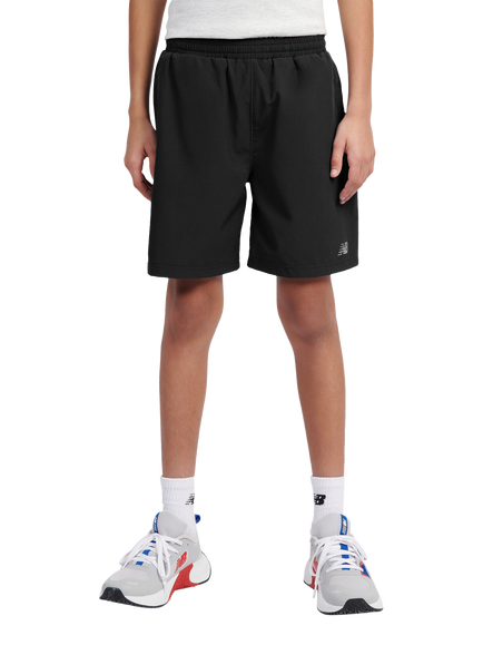 New Balance Kids' Woven Logo Shorts, Caviar