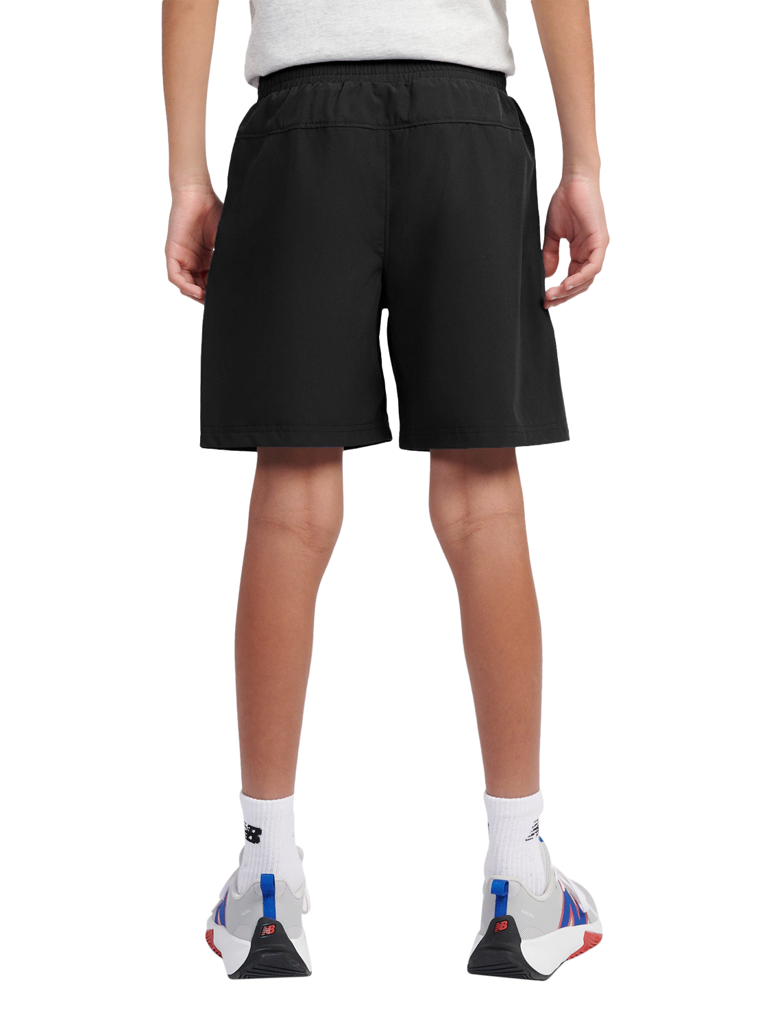 Product image 3 of 8, which shows New Balance Kids' Woven Logo Shorts, Caviar, 7-8 years
