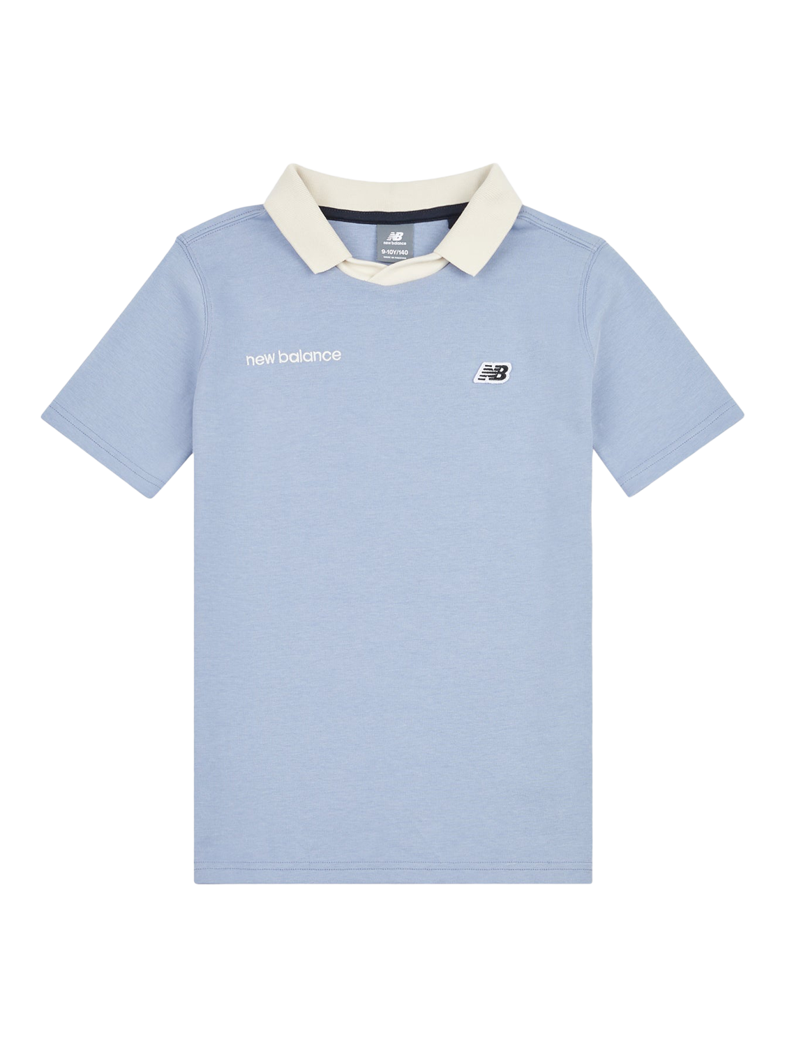 Product image 6 of 9, which shows New Balance Kids' Badge Logo Polo Shirt, Dusk Shower, 7-8 years