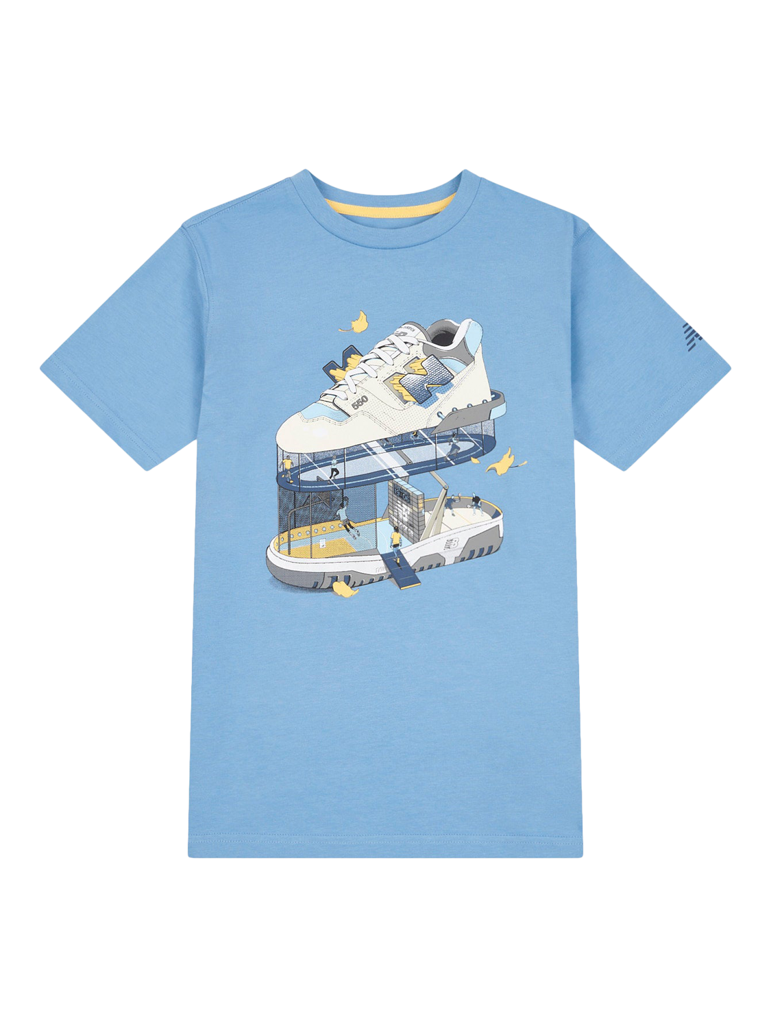 Product image 1 of 4, which shows New Balance Kids' Cotton Fitness Centre Graphic T-Shirt, Blue Laguna, 7-8 years