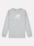 New Balance Kids' Cotton Long Sleeved T-Shirt, Grey Heather