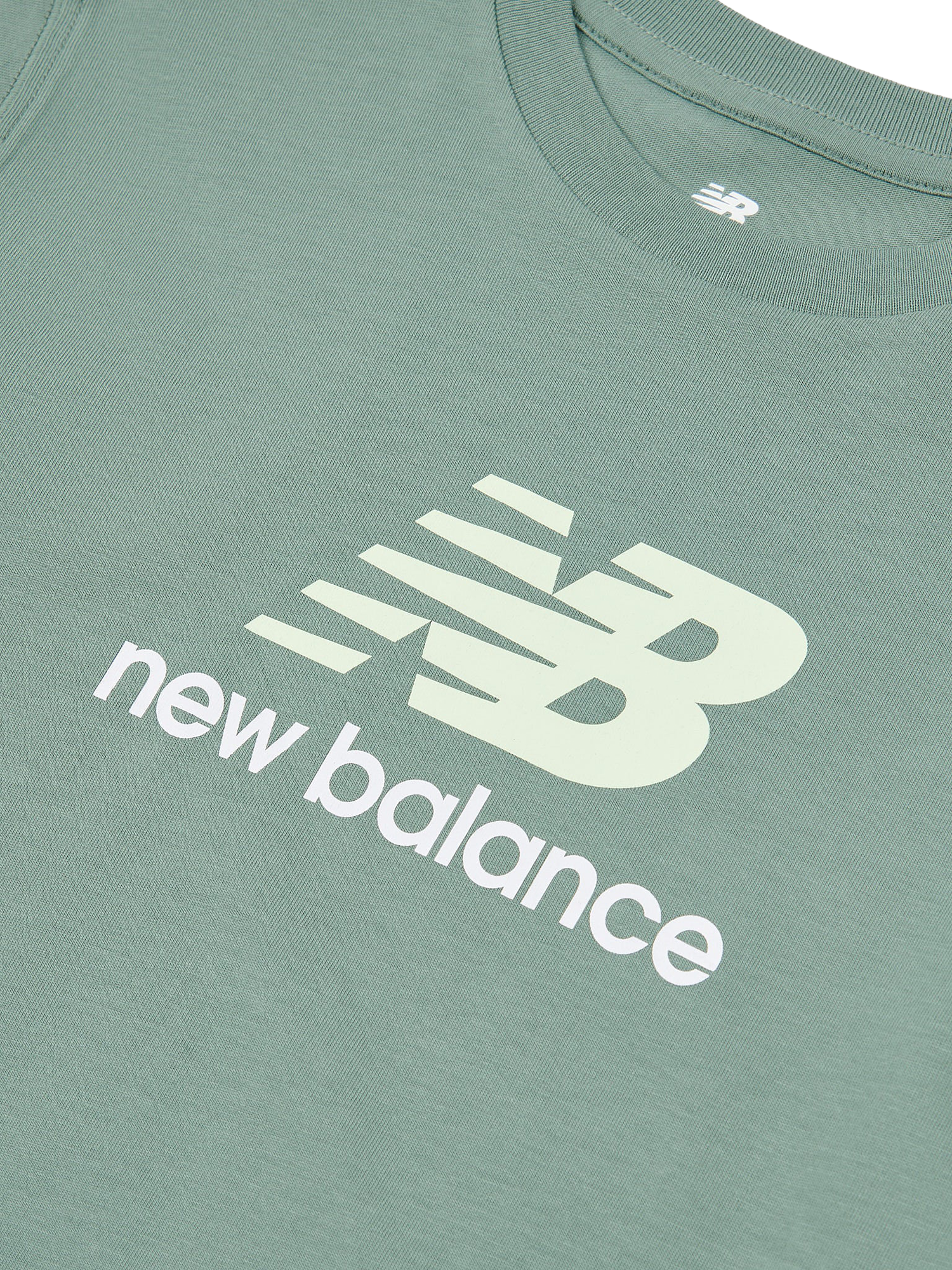 Product image 3 of 3, which shows New Balance Kids' Stacked Logo Cotton T-Shirt, Dark Juniper, 7-8 years