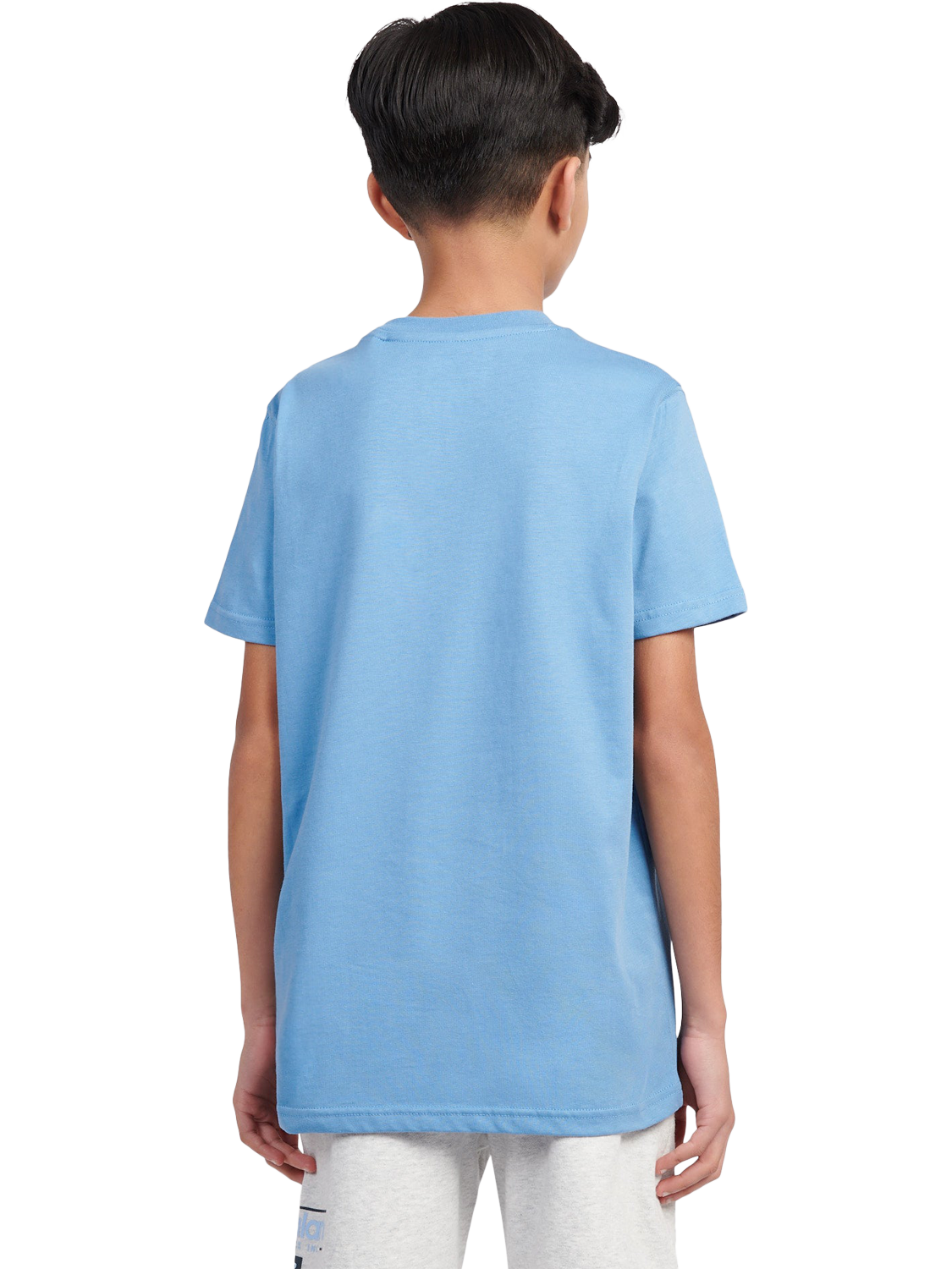 Product image 3 of 8, which shows New Balance Kids' Stacked Logo Cotton T-Shirt, Blue Laguna, 7-8 years