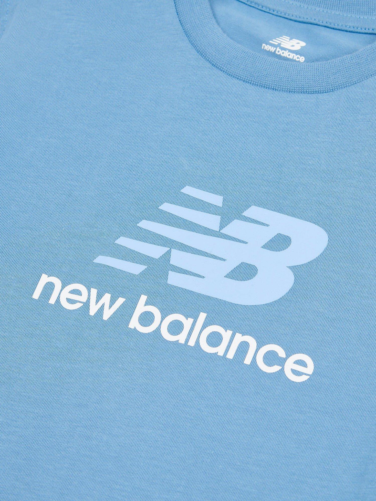 Product image 8 of 8, which shows New Balance Kids' Stacked Logo Cotton T-Shirt, Blue Laguna, 7-8 years