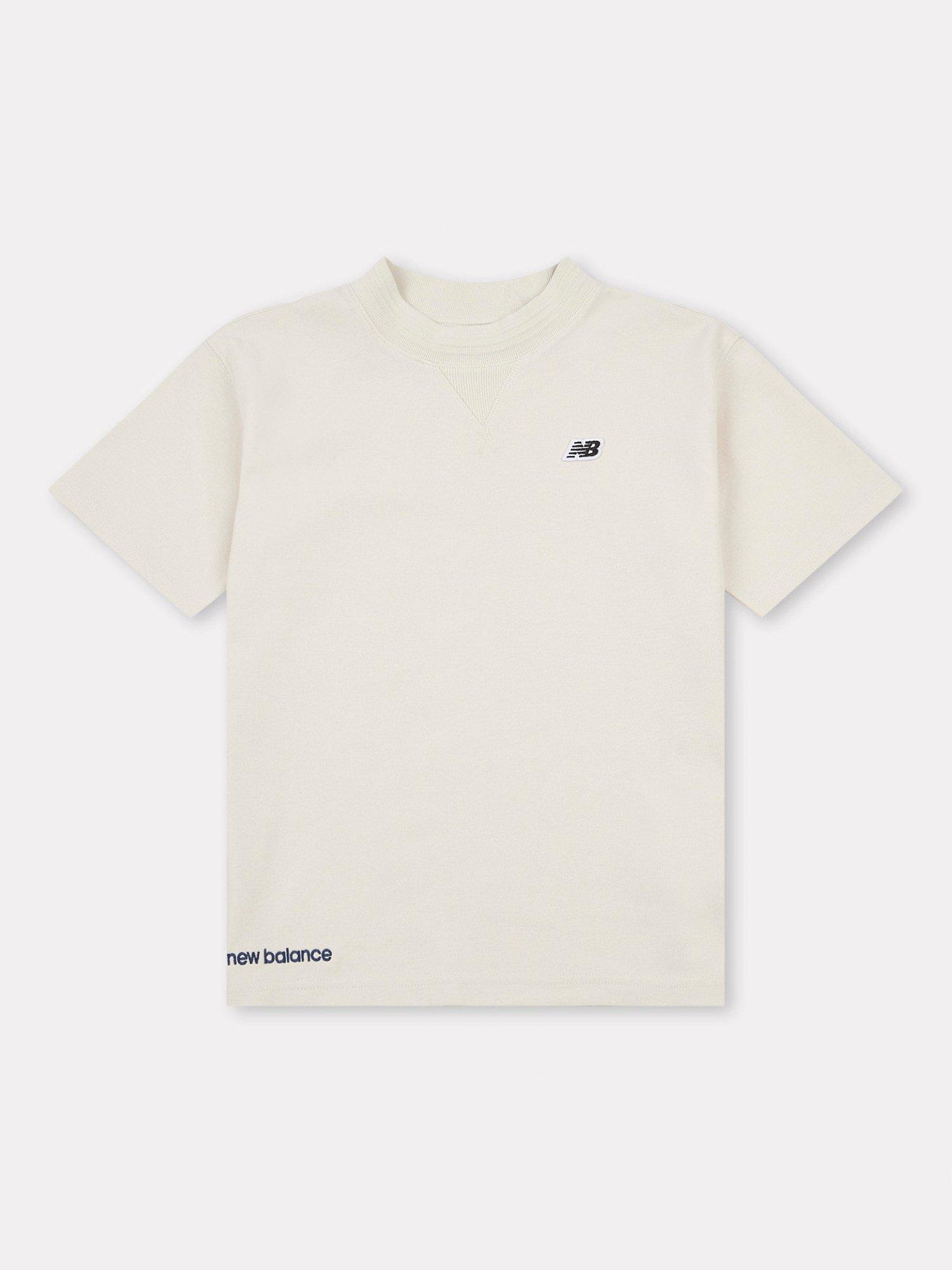 Product image 1 of 4, which shows New Balance Kids' Cotton Blend Crew Neck T-Shirt, Linen, 7-8 years