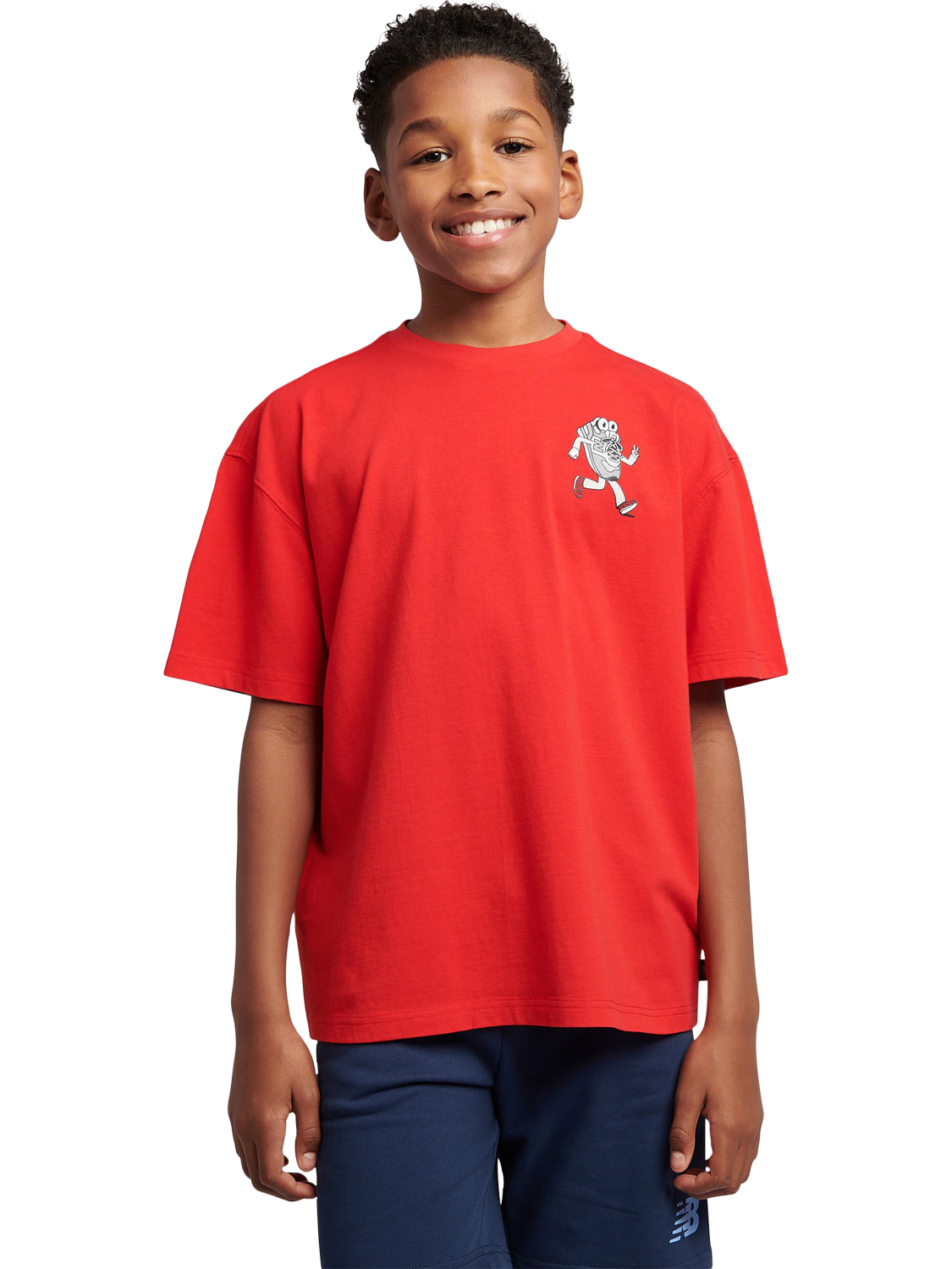 Product image 1 of 11, which shows New Balance Kids' Cotton Sneaker Guy Graphic T-Shirt , True Red, 7-8 years
