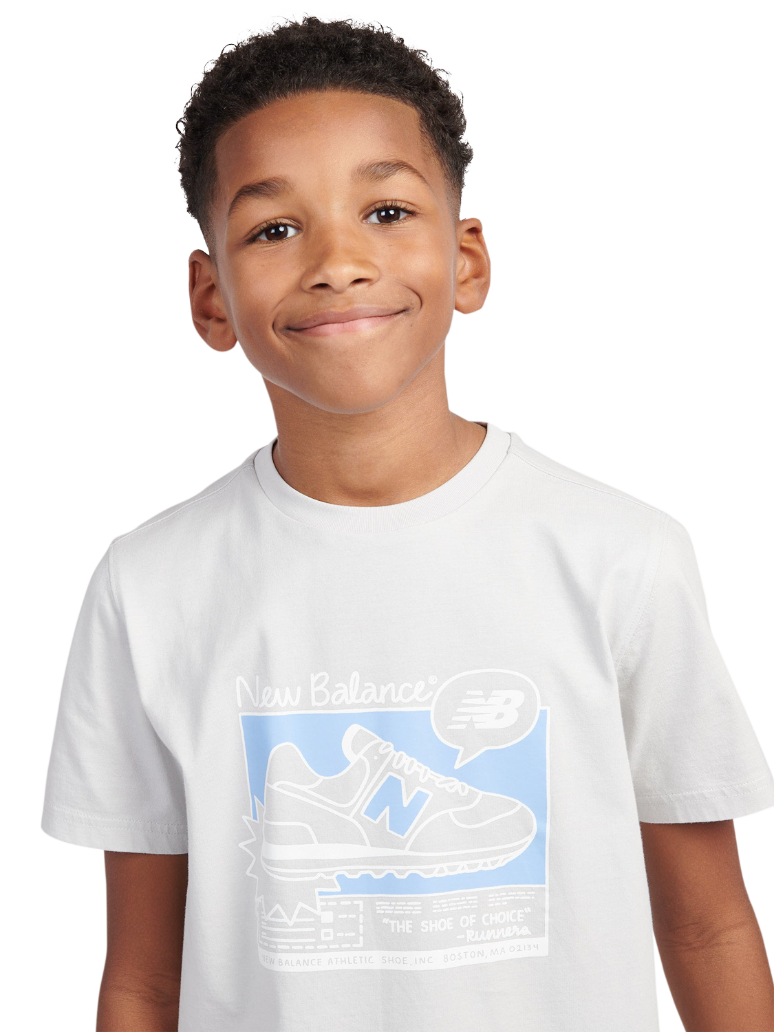 Product image 6 of 10, which shows New Balance Kids' Cotton Sneaker Poster Graphic T-Shirt, Grey Matter, 7-8 years