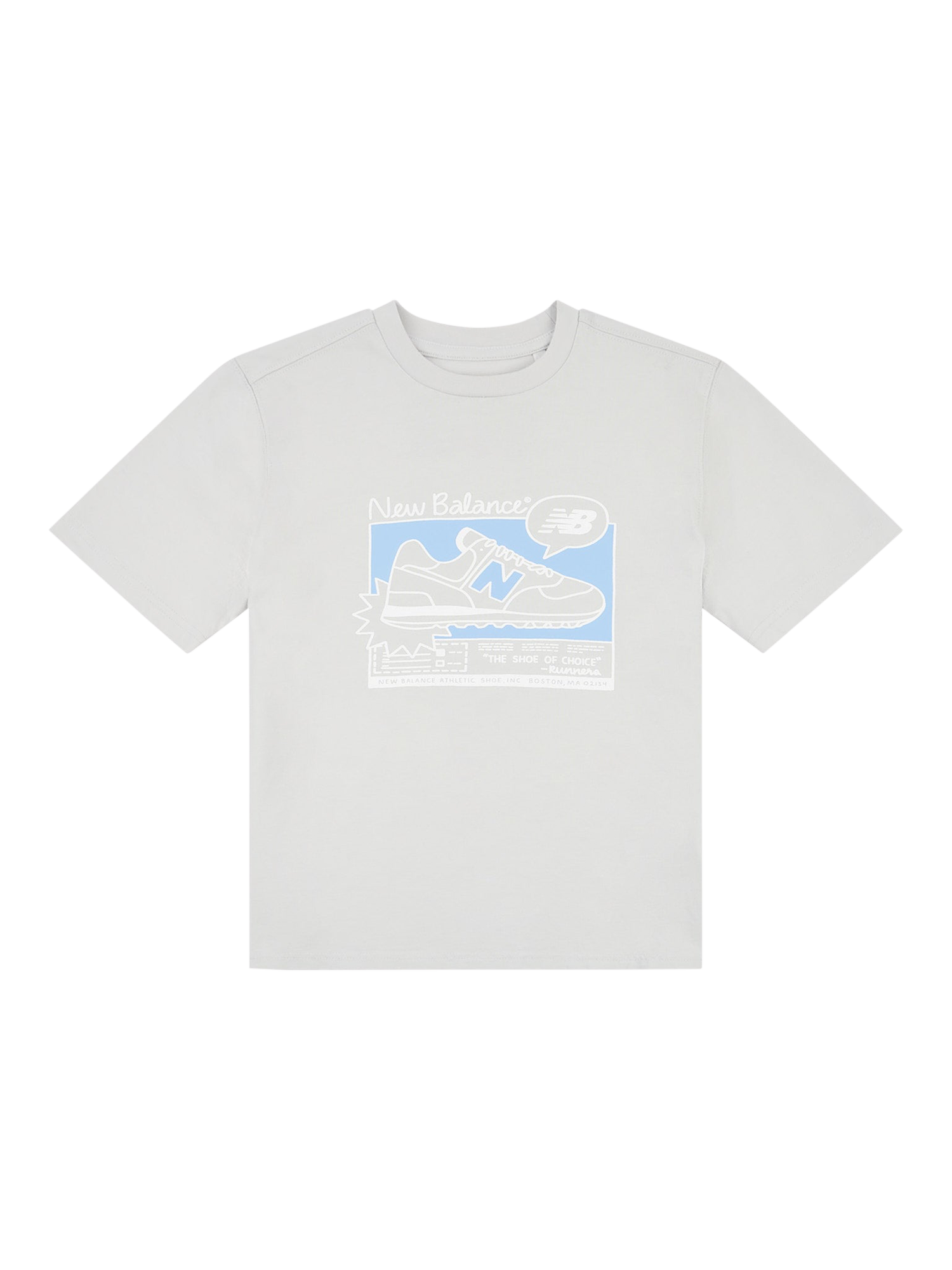 Product image 8 of 10, which shows New Balance Kids' Cotton Sneaker Poster Graphic T-Shirt, Grey Matter, 7-8 years