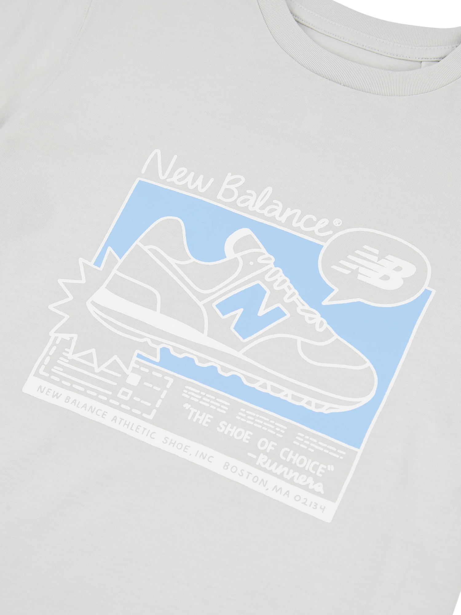 Product image 10 of 10, which shows New Balance Kids' Cotton Sneaker Poster Graphic T-Shirt, Grey Matter, 7-8 years