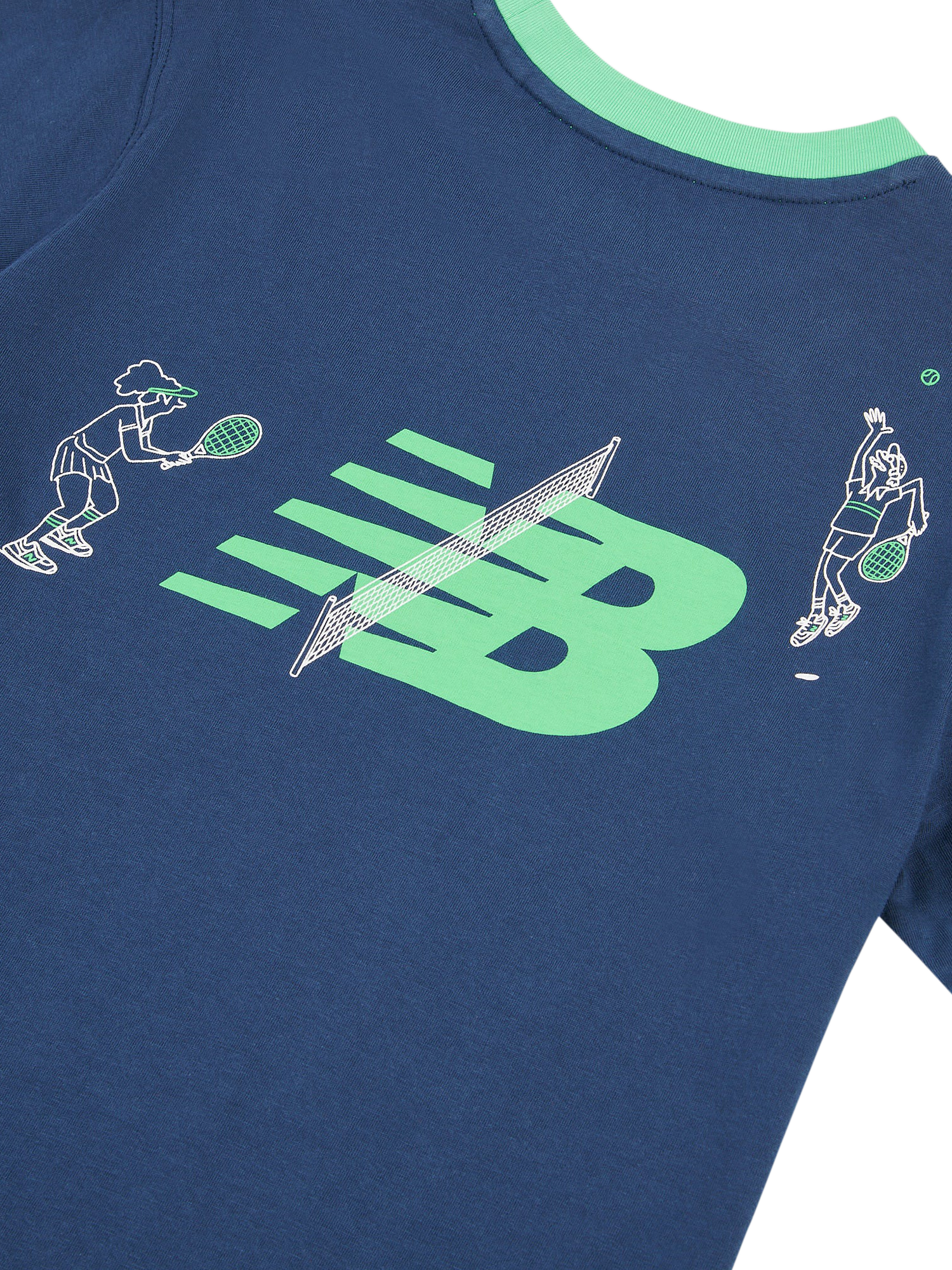 Product image 11 of 11, which shows New Balance Kids' Cotton Tennis Cartoon Graphic T-Shirt, Navy, 7-8 years