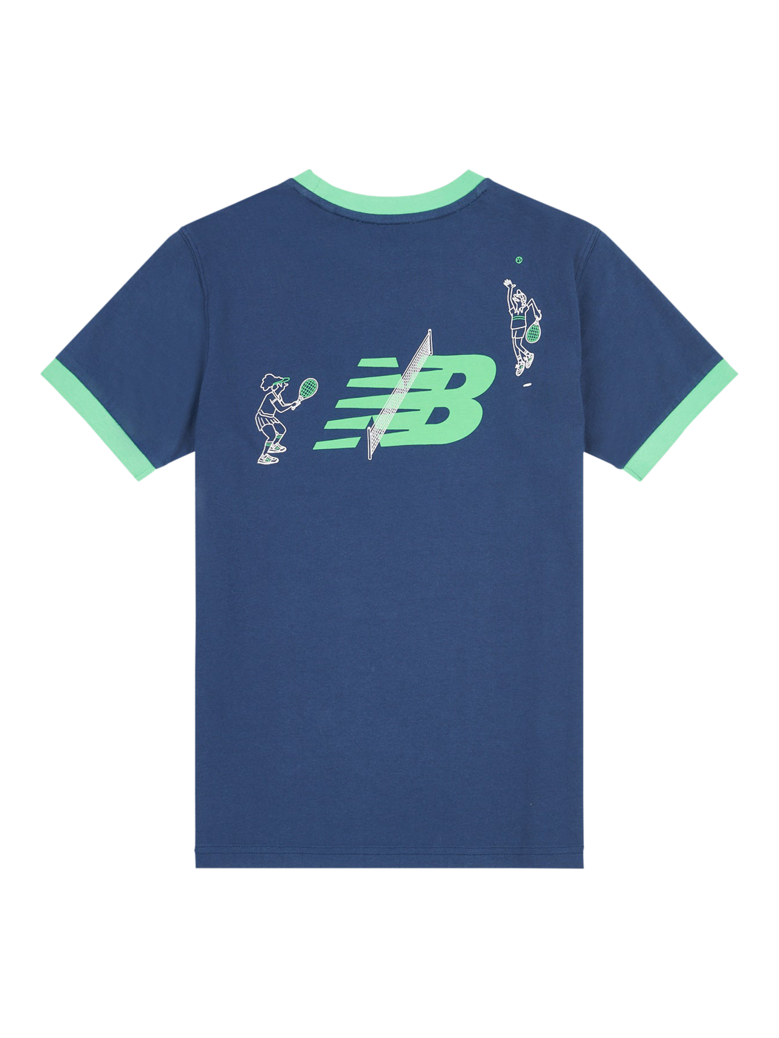 Product image 9 of 11, which shows New Balance Kids' Cotton Tennis Cartoon Graphic T-Shirt, Navy, 7-8 years