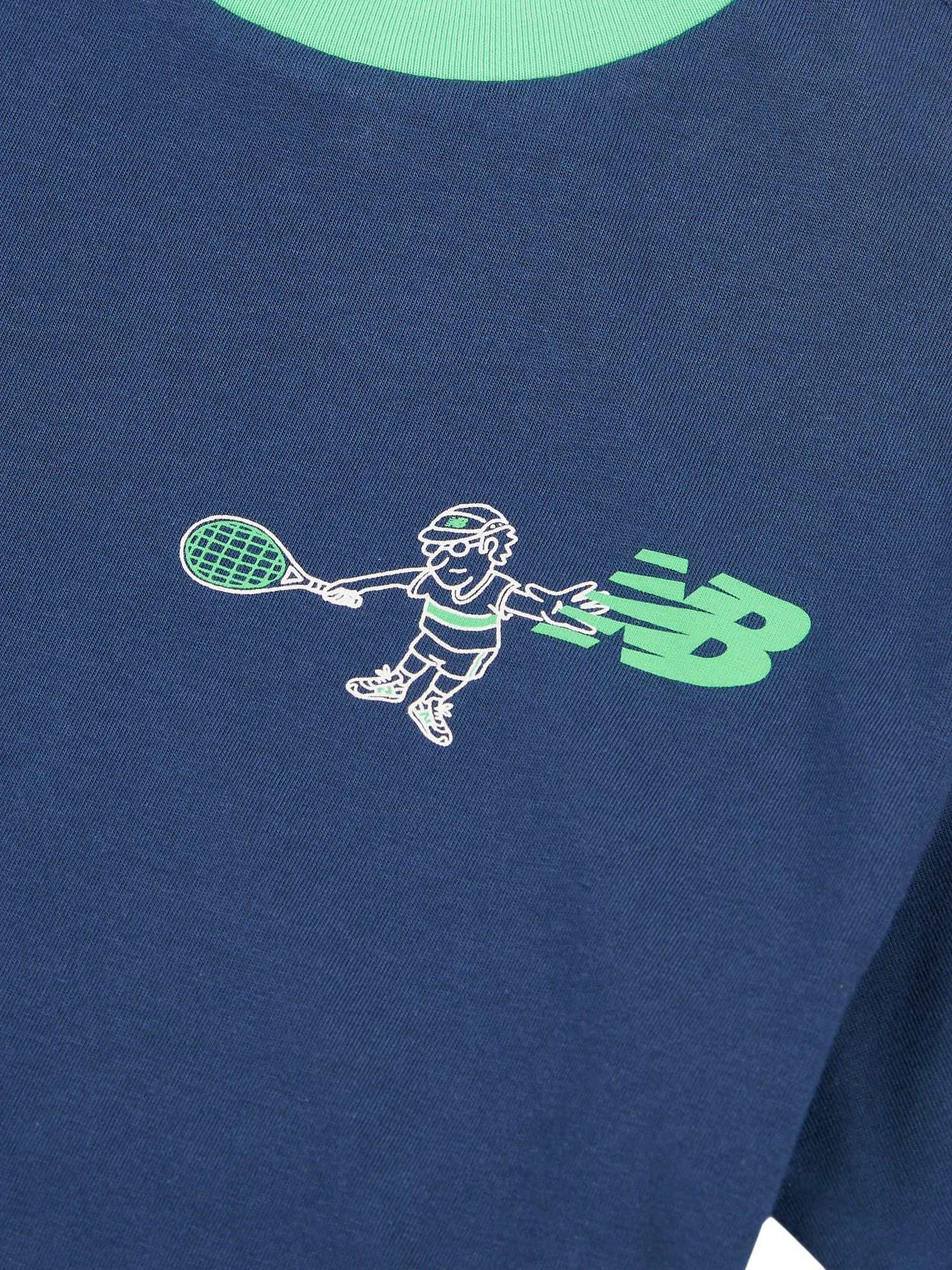 Product image 10 of 11, which shows New Balance Kids' Cotton Tennis Cartoon Graphic T-Shirt, Navy, 7-8 years