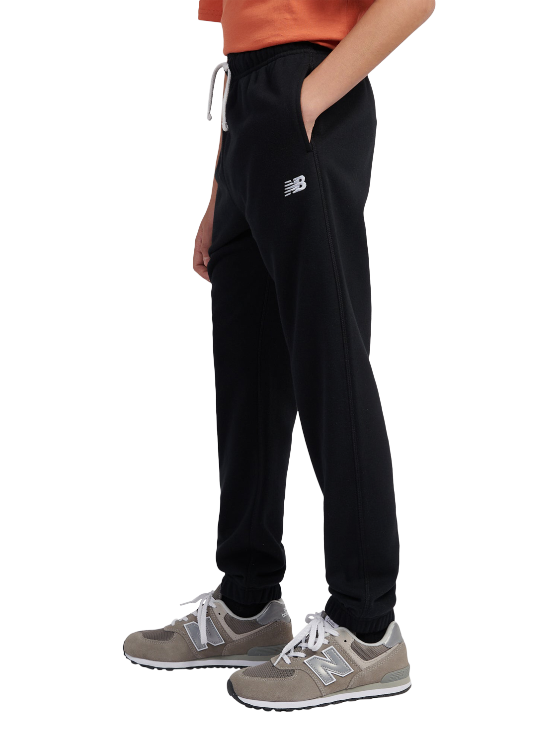 Product image 2 of 8, which shows New Balance Kids' Cotton Logo Joggers, Caviar, 7-8 years