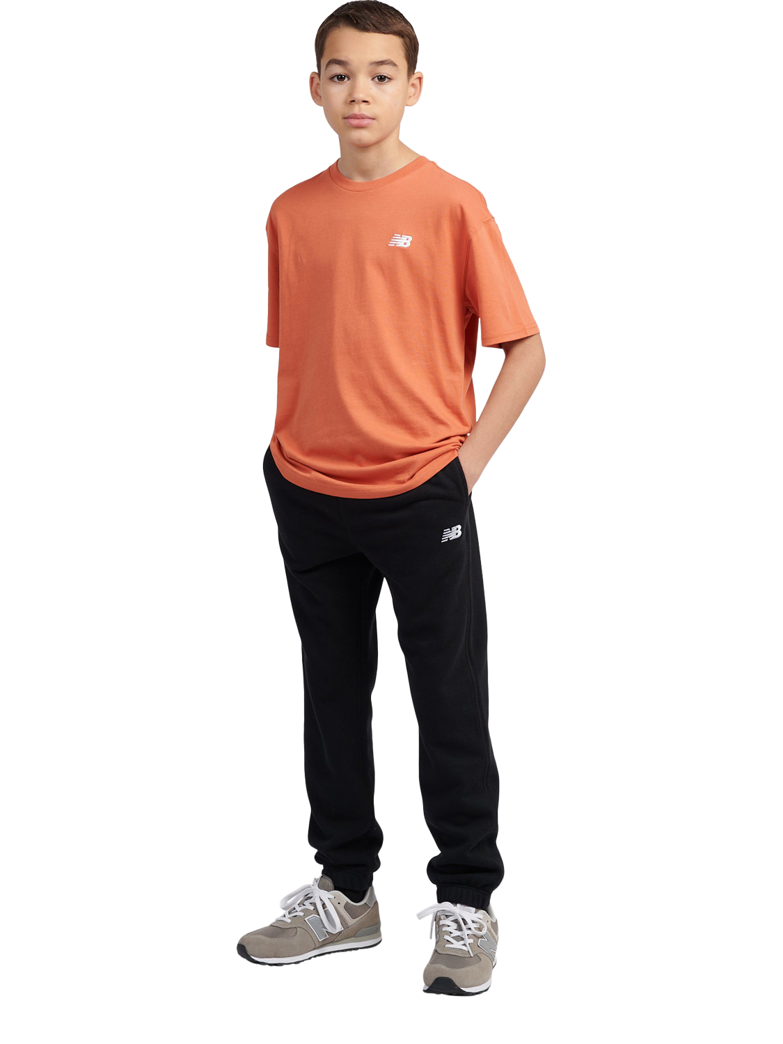 Product image 5 of 8, which shows New Balance Kids' Cotton Logo Joggers, Caviar, 7-8 years