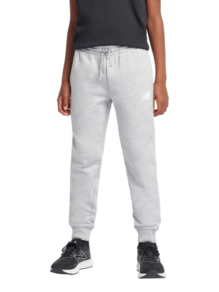 New Balance Kids' French Terry Stacked Logo Joggers - view 2, Grey Heather