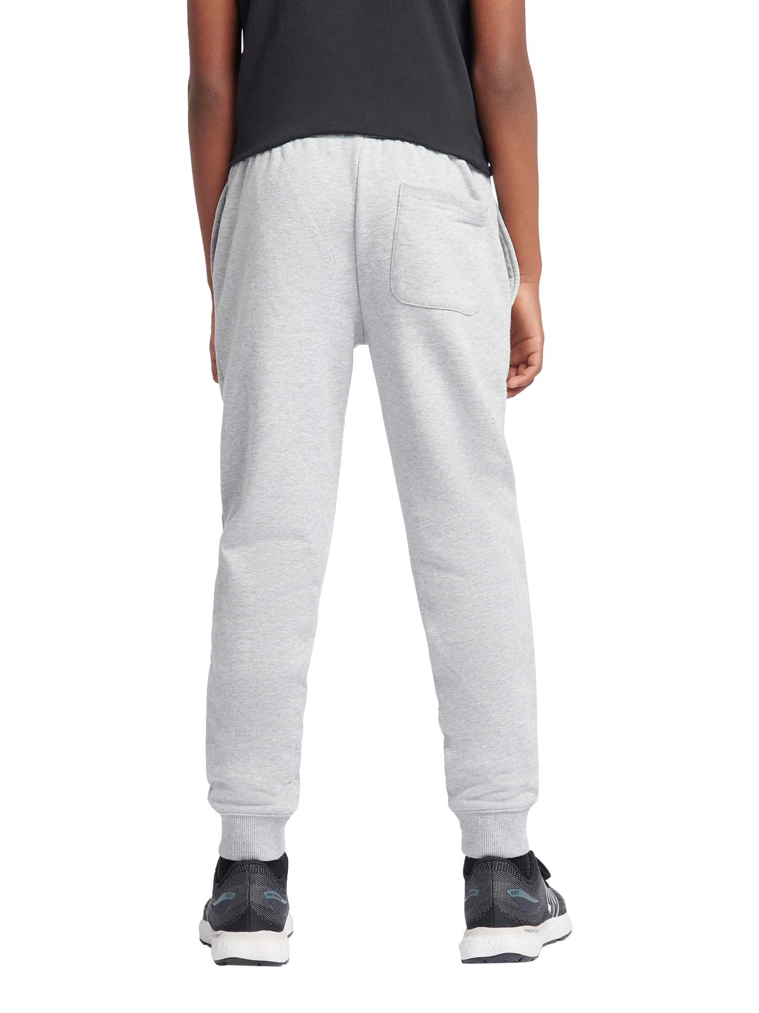 Product image 3 of 5, which shows New Balance Kids' French Terry Stacked Logo Joggers, Grey Heather, 7-8 years