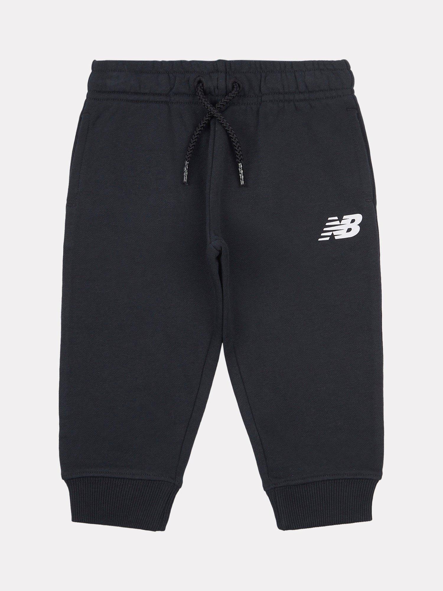 Product image 1 of 3, which shows New Balance Kids' Cotton Relaxed Drawstring Joggers, Caviar, 12 months