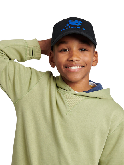 New Balance Kids' Cotton Stacked Logo Baseball Cap, Caviar - view 2, Caviar