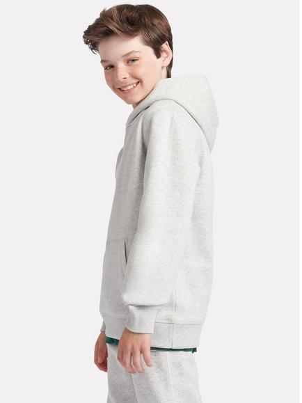 New Balance Kids' Cotton Relaxed Hoodie, Ash Heather - view 2, Ash Heather